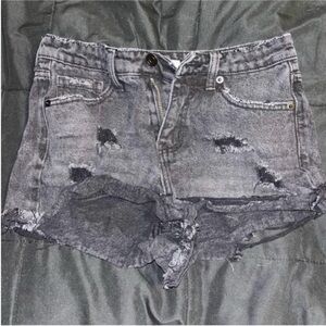Distressed BP black denim shorts